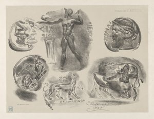 六种希腊钱币的研究，1825年，1825年。 作者 尤金·德拉克洛瓦