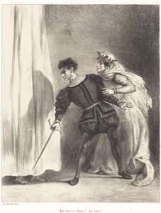 谋杀波洛涅斯》第三幕第四场，18341843。 作者 尤金·德拉克洛瓦