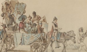 戏剧团在路上，1818年。 作者 尤金·德拉克洛瓦