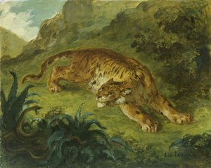 虎与蛇，1854-1858。 作者 尤金·德拉克洛瓦