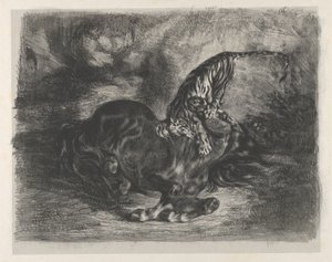 被老虎咬死的野马，1828., 1828. 作者 尤金·德拉克洛瓦