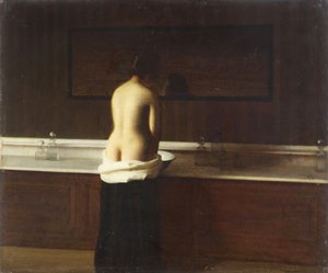 年轻女子在厕所里，1898年 作者 尤金·洛蒙
