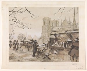 巴黎蒙特贝罗码头景观 作者 Eugène Véder（艺术家签名）