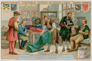 Weaver，Tailor，Hatter和Braid Maker将他们的订单交给Dyer 作者 欧洲学校