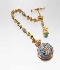 1880年，为巴伐利亚国王路德维希二世制作的一款极其精美且具有历史意义的演示手表，带有匹配的链条和表链密封。 作者 欧洲学校