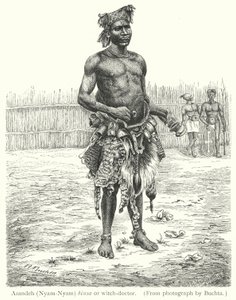 Azandeh (Nyam-Nyam) binsa or witch-doctor (engraving) 作者 欧洲学校