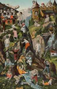 山中的婴儿（彩色石版画） 作者 欧洲学校