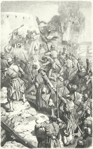1855年9月8日，在围攻塞瓦斯托波尔期间攻占马拉科夫红堡（雕刻版）。 作者 欧洲学校