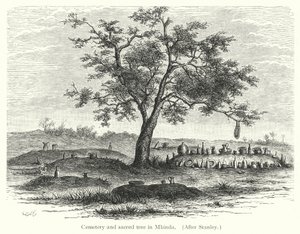 Cemetery and sacred tree in Mbinda (engraving) 作者 欧洲学校