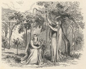 Childebert 进入他的苹果树（雕刻） 作者 欧洲学校