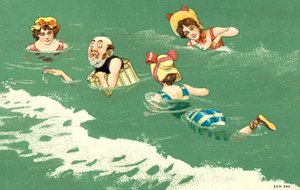 海水浴场漫画（彩色石版印刷） 作者 欧洲学校