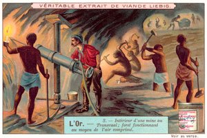 德兰士瓦金矿中的压缩空气钻机（chromolitho） 作者 欧洲学校