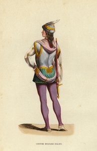 意大利军事服装（彩色雕刻）（Costume Militaire Italien 作者 欧洲学校