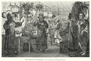 美国加利福尼亚州旧金山皇家中国剧院更衣室（石版画） 作者 欧洲学校