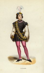 Gentilhomme（彩色雕刻）。 作者 欧洲学校