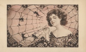 用蜘蛛网捕捉男人的女孩（彩色石版画） 作者 欧洲学校