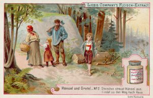 Hansel ndi Gretel: Hansel akuchoka pamiyala kuti apeze njira yobwerera (chromolitho) 作者 欧洲学校