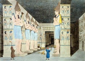 在阿布辛拜勒的拉美西斯寺庙内部（彩色蚀刻） 作者 欧洲学校