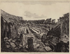 罗马斗兽场内部，1813 年出土，1814 年开放（雕刻） 作者 欧洲学校