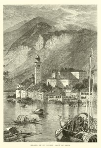 Island of St Giulio, Lake of Orta (engraving) 作者 欧洲学校