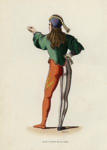 Jeune Venitien De La Calza (coloured engraving) 作者 欧洲学校