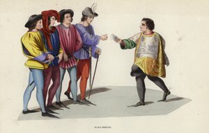 Juges Diseurs (coloured engraving) 作者 欧洲学校