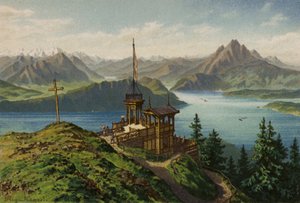卢塞恩湖里基-坎泽利（彩色石版画） 作者 欧洲学校