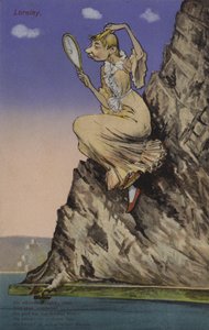 罗蕾莱，在镜子中欣赏自己（彩色石版画） 作者 欧洲学校