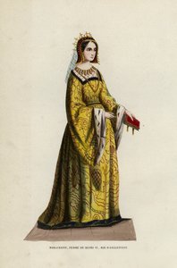 玛格丽特，英格兰国王亨利六世的妻子（彩色雕刻） 作者 European School