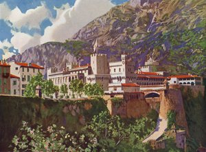 摩纳哥，王子宫殿（彩色石版印刷） 作者 欧洲学校