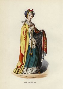 英国贵族夫人（彩色雕刻） 作者 European School