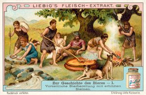 Prehistoric beer production using heated stones (chromolitho) 作者 欧洲学校