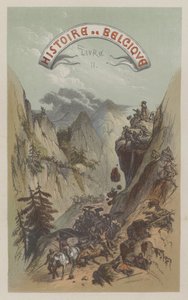 罗马军队穿越比利牛斯山脉（彩色版画）。 作者 欧洲学校
