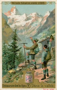 阿尔卑斯山郊游场景：山谷中 (chromolitho) 作者 欧洲学校