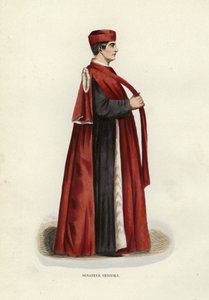 Senateur Venitien（彩色雕刻）。 作者 欧洲学校