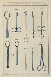 法国外科医生 Pierre Jean Georges Cabanis 使用的手术器械（彩色雕刻） 作者 欧洲学校