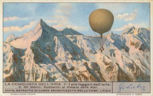 瑞士热气球运动员爱德华-斯佩尔泰里尼飞越阿尔卑斯山（chromolitho） 作者 欧洲学校