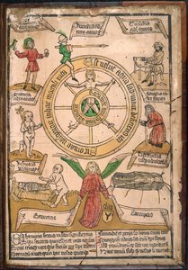 幸运之轮，选自《Rota uite que fortuna uocatur》，约 1460 年（彩色木版画） 作者 European School