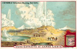 The geysers of Yellowstone National Park, Wyoming, USA (chromolitho) 作者 欧洲学校