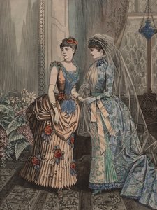 两个女人在维多利亚时代的服装 作者 欧洲学校