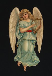 维多利亚时代的废品。天使弹奏竖琴(chromolitho) 作者 欧洲学校