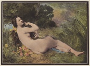 拿着乐器的女人（彩色石版画） 作者 欧洲学校