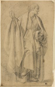 身披袍服的男性立像，手持法杖 作者 Eustache Le Sueur
