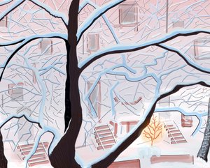 雪中的布朗斯通，布鲁克林（数字艺术） 作者 埃文·斯克拉