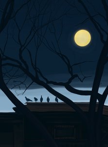 屋顶上的五只鸽子（数字艺术） 作者 埃文·斯克拉