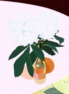 牡丹与柚子，约 2020-24 （数字艺术） 作者 埃文·斯克拉