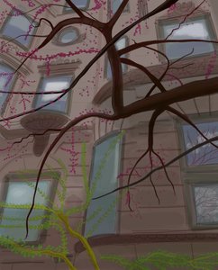 布鲁克林前景帕雷克西街和第五街，2017 年（用 Apple 铅笔在 iPad 上手绘） 作者 埃文·斯克拉