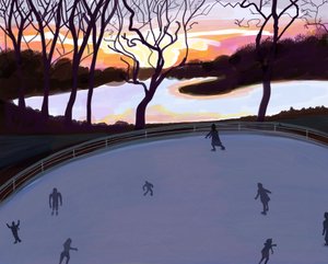 滑冰，布鲁克林展望公园（数字艺术） 作者 埃文·斯克拉