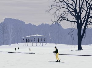 滑雪者，布鲁克林展望公园（数字艺术） 作者 埃文·斯克拉