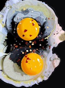 布鲁克林，平底锅上煎着两只鸡蛋（数字艺术） 作者 埃文·斯克拉
